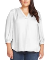 Vince Camuto Plus Size V-neck 3/4-sleeve Blouse In New Ivory