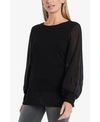 VINCE CAMUTO WOMEN'S LONG SLEEVE KNIT TOP WITH CHIFFON SLEEVES