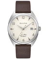 BULOVA MEN'S FRANK SINATRA AUTOMATIC BROWN LEATHER STRAP WATCH 39MM