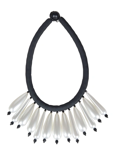 Maria Calderara Teardrop Necklace In Pearl/black
