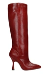 Stuart Weitzman Women's Parton Lizard Embossed High Heel Boots In Red