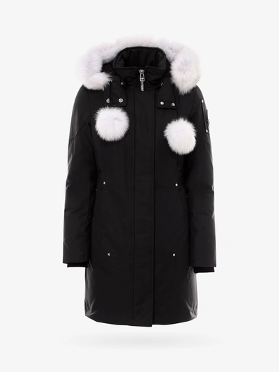 Moose Knuckles Stirling Down Parka With Genuine Shearling Trim In Black