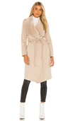 Mackage Women's Sybil Shearling-trim Wool Wrap Coat In Sand