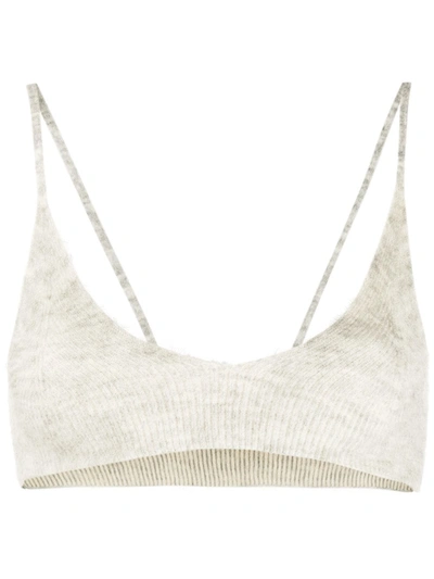 Jacquemus Knitted Crop Top In 灰色