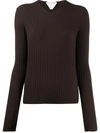 BOTTEGA VENETA RIBBED V-NECK JUMPER