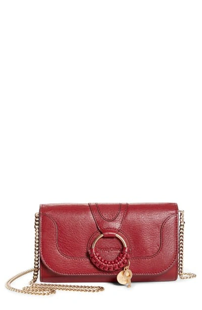 See By Chloé Hana Large Leather Wallet On A Chain In Smoked Red