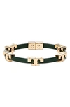 Tory Burch T-logo Single Wrap Bracelet In Tory Gold / Pine Tree