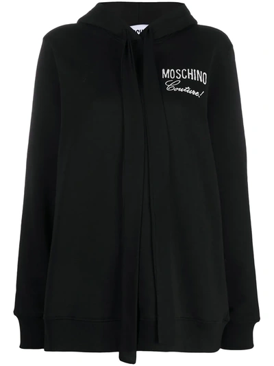 Moschino Couture! Embroidered Hoodie In Black