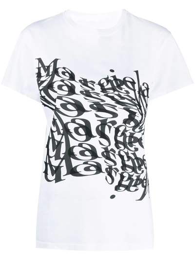 Maison Margiela Logo Printed Cotton Jersey T-shirt In White