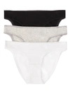 On Gossamer Women's Cabana Cotton Low Rise Hip G Thong 3-pack In Black,white,grey