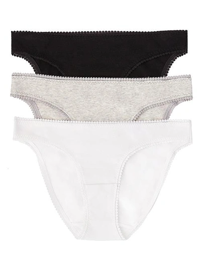 On Gossamer Women's Cotton Hip G Trousery, Pack Of 3 1412p3 In Black,white,grey