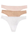 On Gossamer Cabana Cotton Blend Hip-g Thongs, Set Of 3 In Blush Assorted