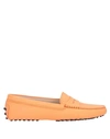 Tod's Woman Loafers Mandarin Size 5.5 Calfskin In Orange