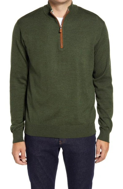 Peter Millar Crown Regular Fit Quarter Zip Pullover In Loden