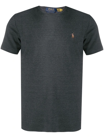 Polo Ralph Lauren Embroidered Logo Plain T-shirt In Grey