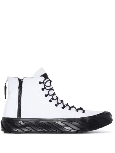 Age White Black And Top Carbon Coated Canvas High Top Trainers