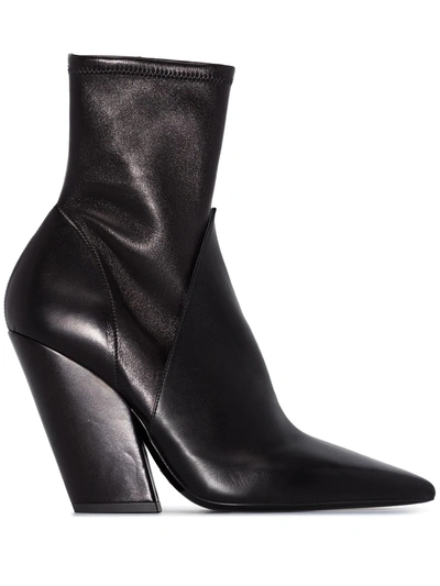 Burberry Black 100 Panelled Leather Ankle Boots In Schwarz