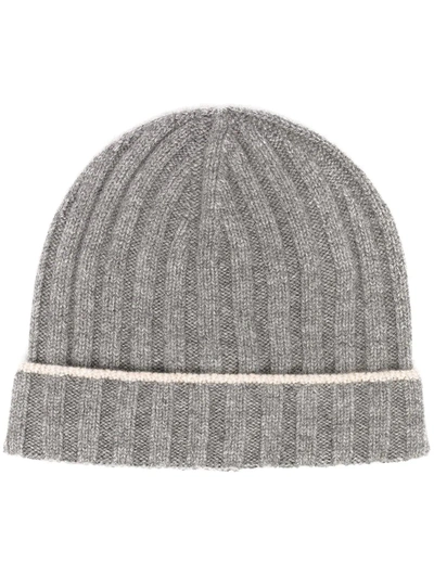 BRUNELLO CUCINELLI CASHMERE TWO-TONE BEANIE