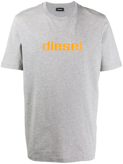 Diesel Logo Print T-shirt In Grey