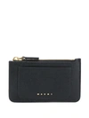 Marni Logo Embossed Zip Pouch In Black