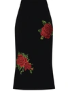 Dolce & Gabbana Rose Embroidered A-line Crepe Skirt In Black