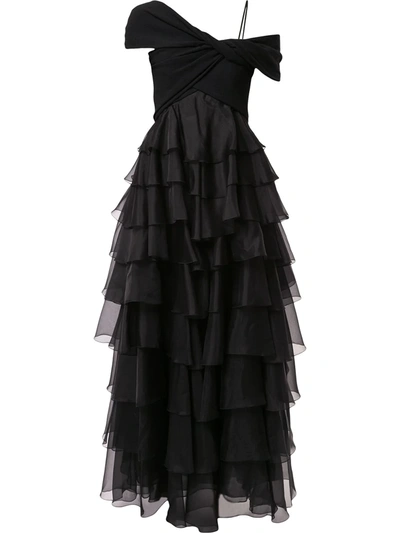 Giambattista Valli Ruffled Design Dress In Black