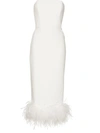 16arlington Women's Minelli Feather-trimmed Crepe Strapless Midi Dress In White