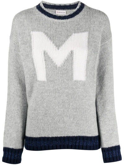 Moncler - Girocollo Sweater Logo In Grey