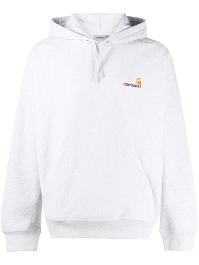 Carhartt Embroidered Logo Drawstring Hoodie In Grey