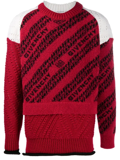 Givenchy Red & White Chain Patchwork Jumper