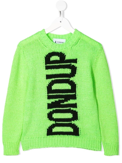 Dondup Kids' Intarsia Knit Jumper In Green