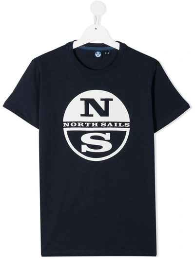 North Sails Teen T-shirt Mit Logo-print In Blue