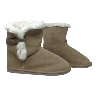 Pre-owned Emporio Armani Snow Boots In Beige