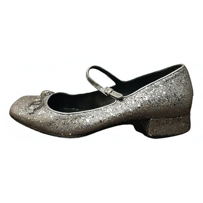 Pre-owned Gucci Silver Glitter Ballet Flats