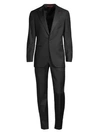 Isaia Sanita Peak Lapel Wool Tuxedo In Black