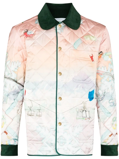 Casablanca Quilted Ski Sunset Print Bomber Jacket In Pink