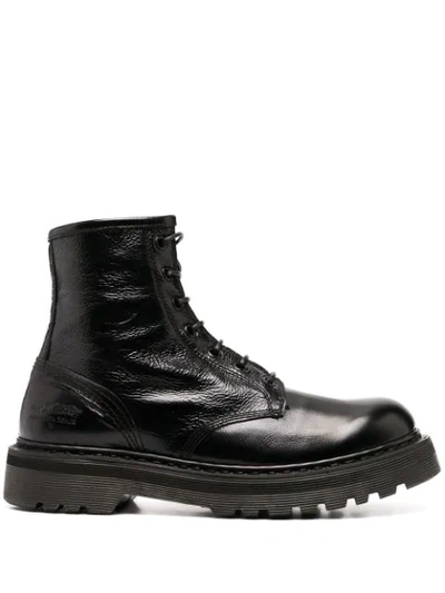 Premiata M4973 Volanato Laced Ankle Boot In Black