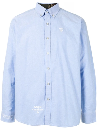 Aape By A Bathing Ape Ape Silhouette Button-down Shirt In Blue