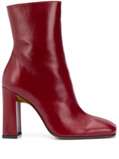 By Far Elliot Leather Ankle Boots In Bordeaux