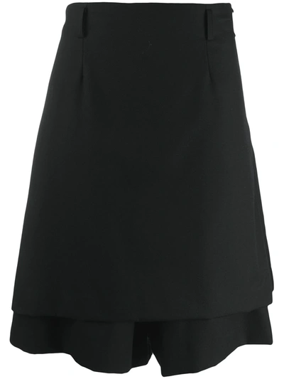 Comme Des Garçons Homme Deux Plain Wool Skort In Black