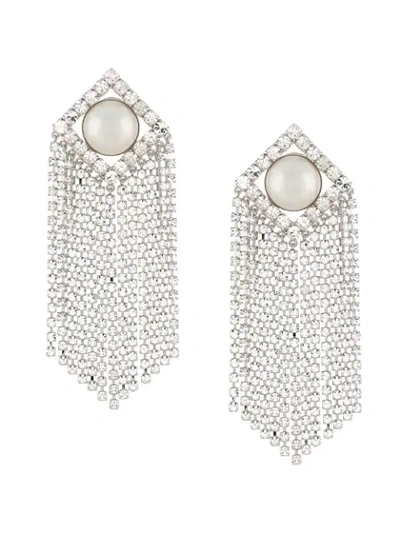 Alessandra Rich Oversized Crystal-drop Clip-on Earrings In Crystal,white