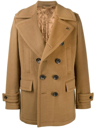 Gabriele Pasini Double-breasted Wool Peacoat In Brown