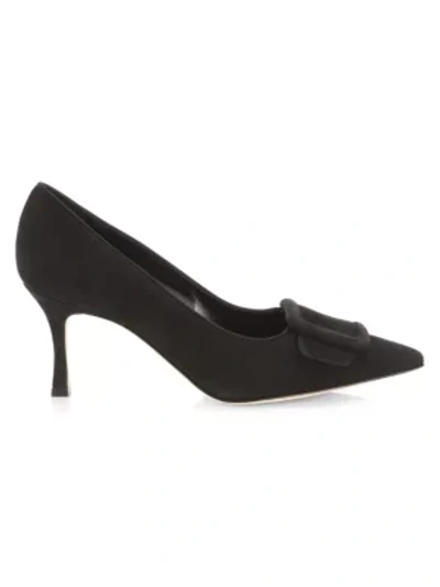 Manolo Blahnik Maysale Suede Pumps In Black