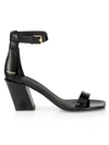 BURBERRY Pirmont Croc-Embossed Angular Heel Sandals