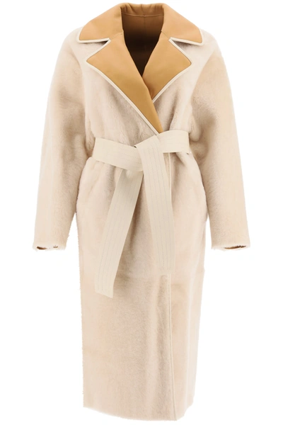 Blancha Cappotto Shearling Reversibile Bicolor In Beige,brown