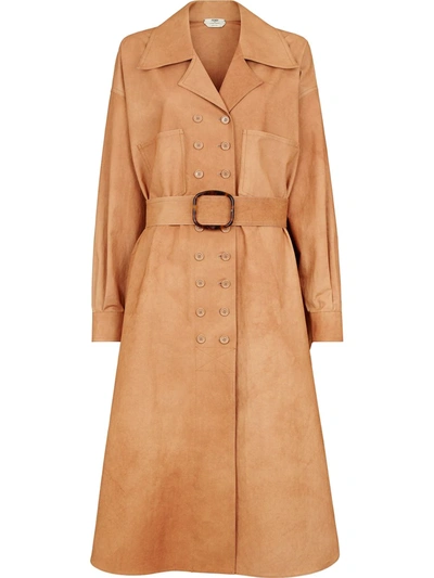 Fendi Belted Trench Coat In Neutrals