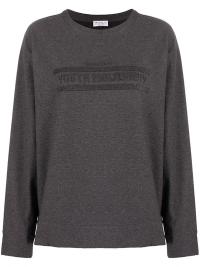 Brunello Cucinelli Youth Philosophy Long-sleeve Top In Grey