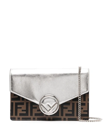 Fendi Ff Motif Contrast-panel Crossbody Bag In Silver