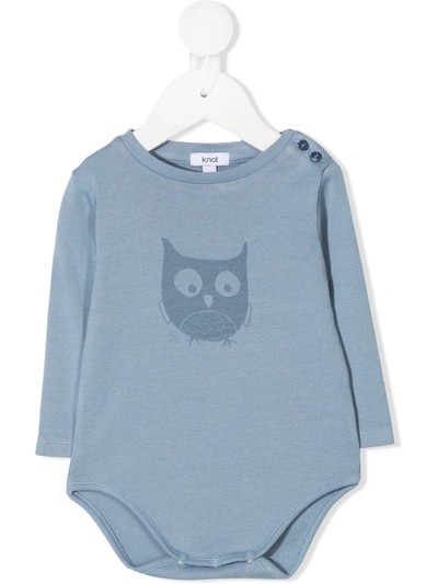 Knot Embroidered Long-sleeve Babygrow In 234-ashley Blue