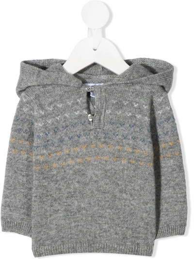 Knot Babies' Hooded Knit Jumper In Grey